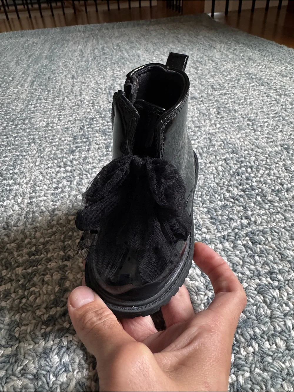 Jessica Simpson Black Tulle Bow Ankle Boots for Kids